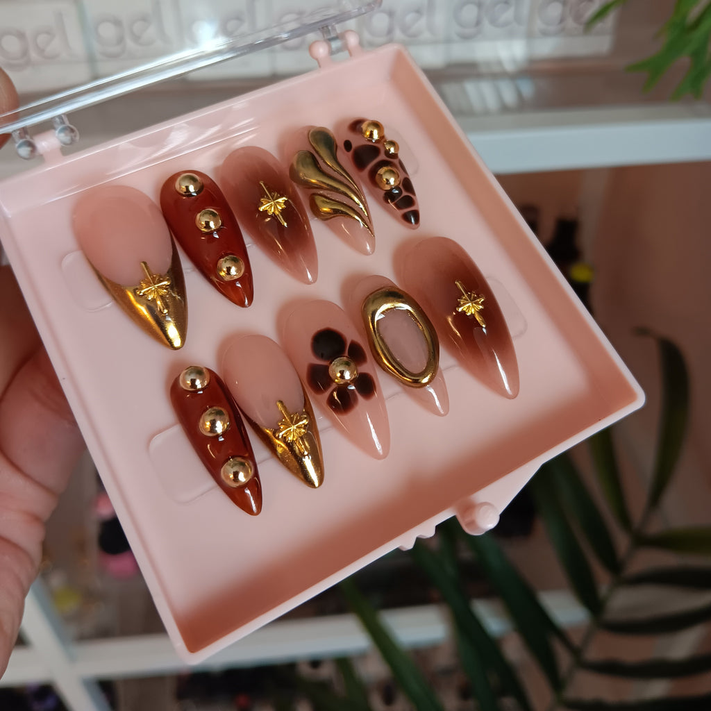 Distressed Mint Airbrush Nails Luxury Press on Nail Set 